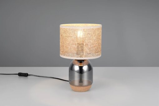 Πορτατίφ με Γυαλινο Σώμα & Μπεζ Ψάθινο Αμπαζούρ Φ20 TARA 1x E27 Trio Lighting – 564900157