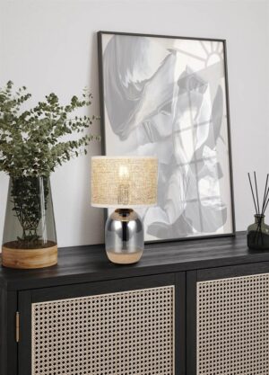 Πορτατίφ με Γυαλινο Σώμα & Μπεζ Ψάθινο Αμπαζούρ Φ20 TARA 1x E27 Trio Lighting – 564900157