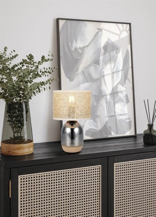 Πορτατίφ με Γυαλινο Σώμα & Μπεζ Ψάθινο Αμπαζούρ Φ20 TARA 1x E27 Trio Lighting – 564900157