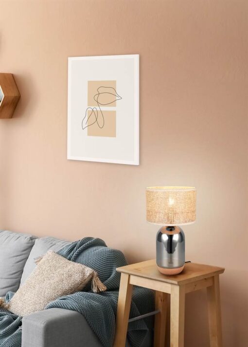 Πορτατίφ με Γυαλινο Σώμα & Μπεζ Ψάθινο Αμπαζούρ Φ25 TARA 1x E27 Trio Lighting – 564990157