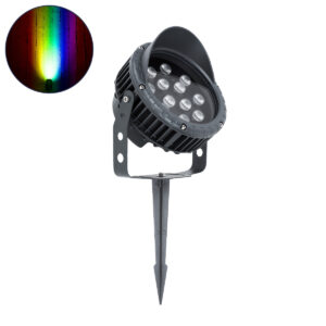 GloboStar® TREELIGHT-VINA 90362 Σποτ Φωτισμού με Αντιθαμβωτική Γρίλια Ειδικό για Φυτά – Δέντρα με Βάση Κήπου / Καρφωτό LED 24W 2040lm 10° DC 24V Αδιάβροχο IP65 L21.5 x W18.3 x H14cm RGBW DMX512 – Γκρι Ανθρακί – 3 Years Warranty