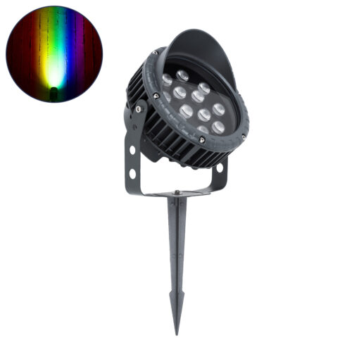 GloboStar® TREELIGHT-VINA 90362 Σποτ Φωτισμού με Αντιθαμβωτική Γρίλια Ειδικό για Φυτά – Δέντρα με Βάση Κήπου / Καρφωτό LED 24W 2040lm 10° DC 24V Αδιάβροχο IP65 L21.5 x W18.3 x H14cm RGBW DMX512 – Γκρι Ανθρακί – 3 Years Warranty