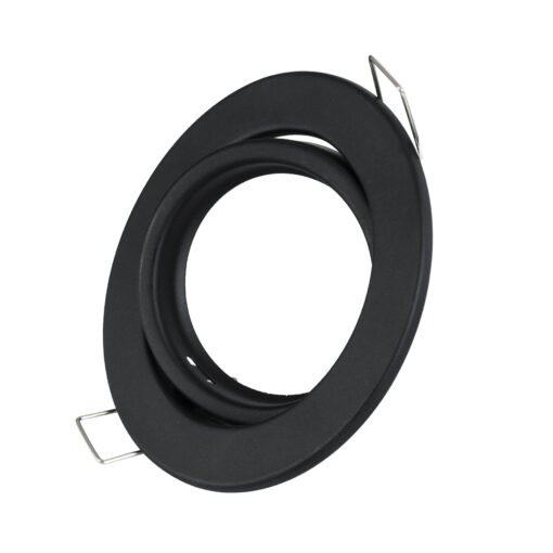 GloboStar® DELTA 77815 Χωνευτό Κινούμενο Στρόγγυλο Σποτ Οροφής για Λάμπα MR16 με Βάση GU5.3 ή GU10 – IP20 – Μεταλλικό – Φ92 x Υ28mm- Μαύρο – 5 Χρόνια Εγγύηση