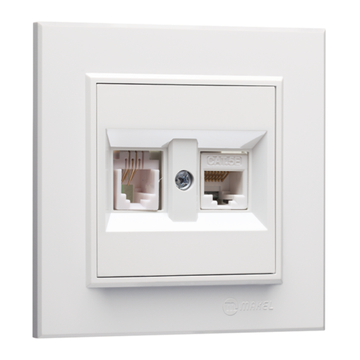 Πρίζα τηλεφώνου-δικτύου RJ11+RJ45 CAT5 διπλή Makel Karea – 57187037