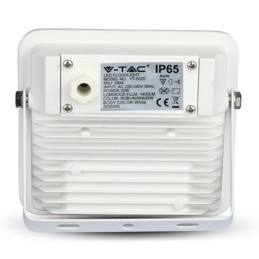 LED Προβολέας 20W Λευκός Ασύρματος Bluetooth V-TAC IP65 100° 1400lm RGB+3000K-6400K – 5984