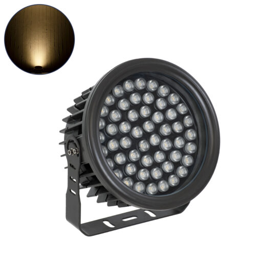 GloboStar® FLOOD-NEVA 90398 Προβολέας Wall Washer για Φωτισμό Κτιρίων LED 54W 4860lm 30° DC 24V Αδιάβροχο IP65 Μ24.5 x Π24.5 x Υ14.7cm Θερμό Λευκό 3000K – Γκρι Ανθρακί – 3 Χρόνια Εγγύηση