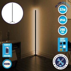 Μοντέρνο Minimal Επιδαπέδιο Μαύρο Φωτιστικό 250cm LED 40 Watt με Ασύρματο Χειριστήριο RF & Dimmer Φυσικό Λευκό 4500k GloboStar ALIEN Design GLOBO-250-2