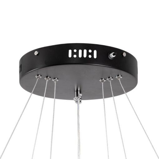 GloboStar® DIAMOND TRIO 61140-DECO Κρεμαστό Φωτιστικό Δαχτυλίδι-Κύκλος LED CCT 150W 18379lm 360° AC 220-240V – Εναλλαγή Φωτισμού μέσω Τηλεχειριστηρίου All In One Ψυχρό 6000k+Φυσικό 4500k+Θερμό 2700k Dimmable Φ60+80+100cm – Μαύρο – 3 Years Warranty