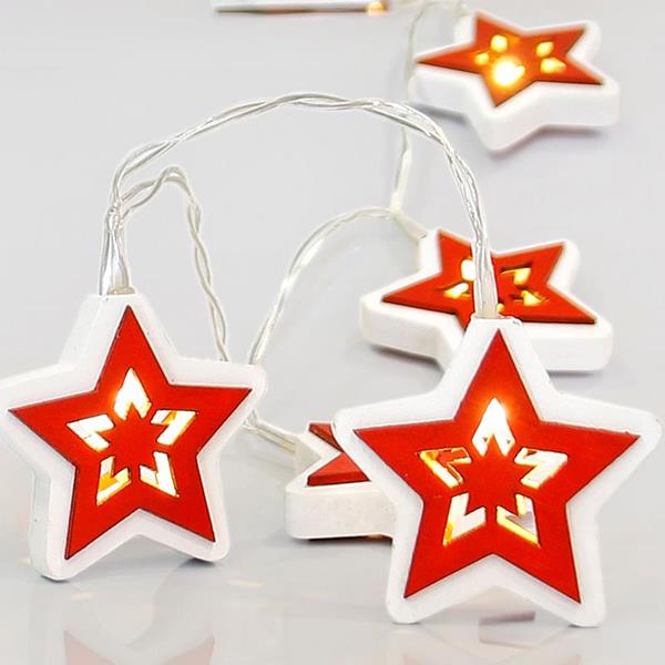 ΣΕΙΡΑ ΜΠΑΤΑΡΙΑ, 10 LED ΜΕ ΞΥΛΙΝΑ ΑΣΤΕΡΑΚΙΑ, ΛΕΥΚΟ-ΚΟΚΚΙΝΟ, IP20 EUROLAMP – 600-11145