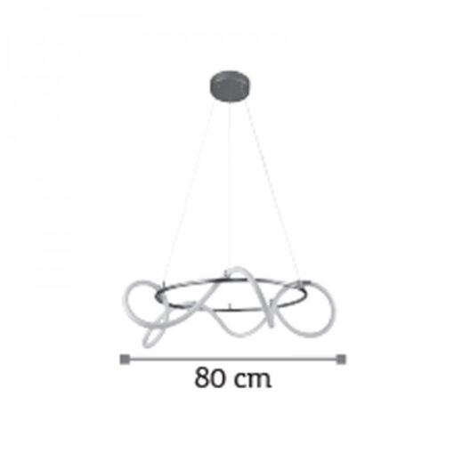 InLight Κρεμαστό φωτιστικό LED 80W 3000K από χρώμιο μέταλλο και σωλήνα σιλικόνης D:80cm (6017-A-CH)