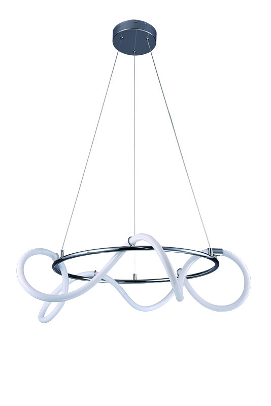 InLight Κρεμαστό φωτιστικό LED 80W 3000K από χρώμιο μέταλλο και σωλήνα σιλικόνης D:80cm (6017-A-CH)