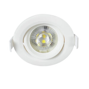 GloboStar® DE VALERA 60182 Χωνευτό LED Κινούμενο Spot Downlight 5W 500lm 60° AC 220-240V IP44 Φ9cm x Υ4cm – Στρόγγυλο – Λευκό – Ψυχρό Λευκό 6000K – Bridgelux Chip – TÜV Certified Driver – 5 Χρόνια Εγγύηση