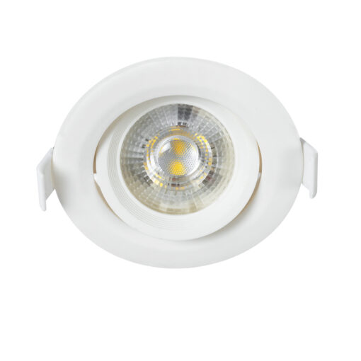 GloboStar® DE VALERA 60183 Χωνευτό LED Κινούμενο Spot Downlight 5W 485lm 60° AC 220-240V IP44 Φ9cm x Υ4cm – Στρόγγυλο – Λευκό – Φυσικό Λευκό 4500K – Bridgelux Chip – TÜV Certified Driver – 5 Χρόνια Εγγύηση