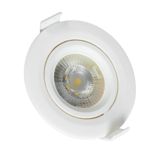 GloboStar® DE VALERA 60183 Χωνευτό LED Κινούμενο Spot Downlight 5W 485lm 60° AC 220-240V IP44 Φ9cm x Υ4cm – Στρόγγυλο – Λευκό – Φυσικό Λευκό 4500K – Bridgelux Chip – TÜV Certified Driver – 5 Χρόνια Εγγύηση