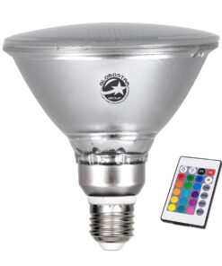 GloboStar® 60233 Λάμπα LED E27 PAR38 Κήπου Σκληρού Υάλου 18W 1200lm 60° AC 220-240V IP65 Φ12 x Υ13cm – Εναλλαγή Φωτισμού μέσω Τηλεχειριστηρίου – Πολύχρωμο RGB – 3 Years Warranty
