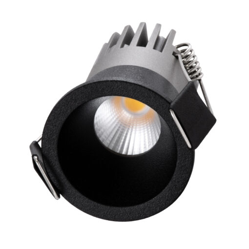 GloboStar® MICRO-S 60238 Χωνευτό LED Spot Downlight TrimLess Φ4cm 5W 650lm 38° AC 220-240V IP20 Φ4 x Υ5.9cm – Στρόγγυλο – Μαύρο – Φυσικό Λευκό 4500K – Bridgelux COB – 5 Years Warranty
