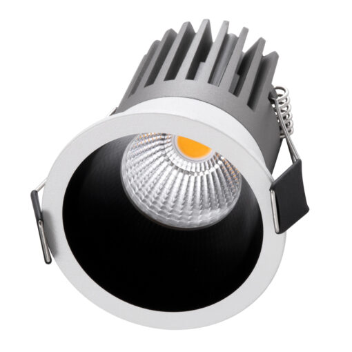 GloboStar® MICRO-B 60241 Χωνευτό LED Spot Downlight TrimLess Φ6cm 7W 875lm 38° AC 220-240V IP20 Φ6 x Υ7.8cm – Στρόγγυλο – Λευκό με Μαύρο Κάτοπτρο – Θερμό Λευκό 2700K – Bridgelux COB – 5 Years Warranty