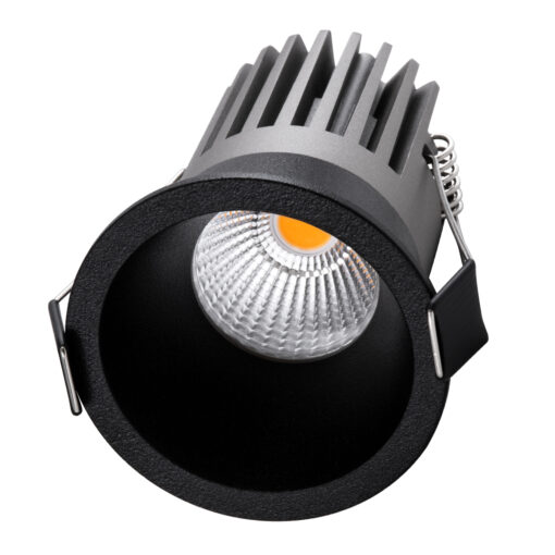 GloboStar® MICRO-B 60245 Χωνευτό LED Spot Downlight TrimLess Φ6cm 7W 875lm 38° AC 220-240V IP20 Φ6 x Υ7.8cm – Στρόγγυλο – Μαύρο – Θερμό Λευκό 2700K – Bridgelux COB – 5 Years Warranty