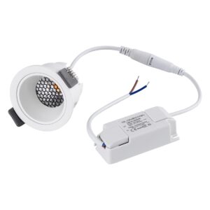 GloboStar® PLUTO-S 60249 Χωνευτό LED Spot Downlight TrimLess Φ6.4cm 7W 875lm 38° AC 220-240V IP20 Φ6.4 x Υ4.9cm – Στρόγγυλο – Λευκό & Anti-Glare HoneyComb – Θερμό Λευκό 2700K – Bridgelux COB – 5 Years Warranty