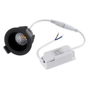 GloboStar® PLUTO-S 60250 Χωνευτό LED Spot Downlight TrimLess Φ6.4cm 7W 910lm 38° AC 220-240V IP20 Φ6.4 x Υ4.9cm – Στρόγγυλο – Μαύρο & Anti-Glare HoneyComb – Φυσικό Λευκό 4500K – Bridgelux COB – 5 Years Warranty