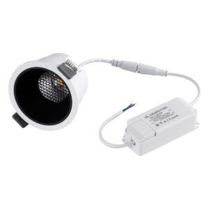 GloboStar® PLUTO-M 60253 Χωνευτό LED Spot Downlight TrimLess Φ8.4cm 10W 1250lm 38° AC 220-240V IP20 Φ8.4 x Υ5.9cm – Στρόγγυλο – Λευκό με Μαύρο Κάτοπτρο & Anti-Glare HoneyComb – Θερμό Λευκό 2700K – Bridgelux COB – 5 Years Warranty