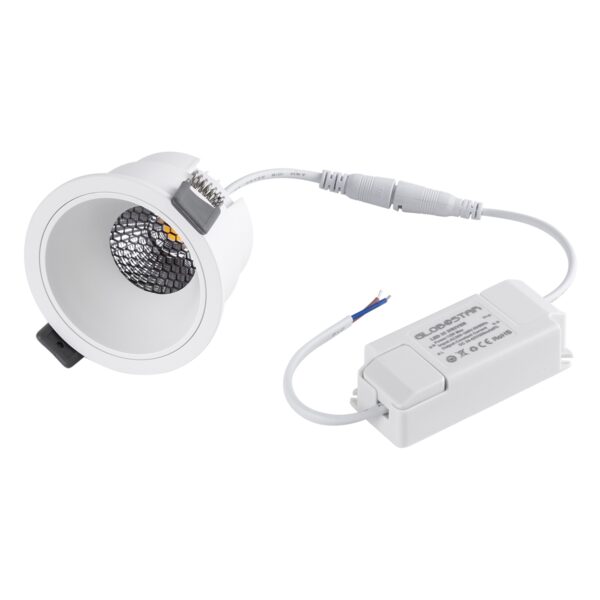 GloboStar® PLUTO-M 60254 Χωνευτό LED Spot Downlight TrimLess Φ8.4cm 10W 1300lm 38° AC 220-240V IP20 Φ8.4 x Υ5.9cm – Στρόγγυλο – Λευκό & Anti-Glare HoneyComb – Φυσικό Λευκό 4500K – Bridgelux COB – 5 Years Warranty