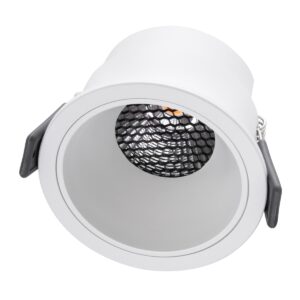 GloboStar® PLUTO-M 60255 Χωνευτό LED Spot Downlight TrimLess Φ8.4cm 10W 1250lm 38° AC 220-240V IP20 Φ8.4 x Υ5.9cm – Στρόγγυλο – Λευκό & Anti-Glare HoneyComb – Θερμό Λευκό 2700K – Bridgelux COB – 5 Years Warranty