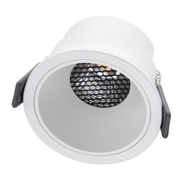 GloboStar® PLUTO-M 60255 Χωνευτό LED Spot Downlight TrimLess Φ8.4cm 10W 1250lm 38° AC 220-240V IP20 Φ8.4 x Υ5.9cm – Στρόγγυλο – Λευκό & Anti-Glare HoneyComb – Θερμό Λευκό 2700K – Bridgelux COB – 5 Years Warranty