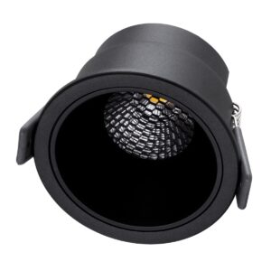 GloboStar® PLUTO-M 60256 Χωνευτό LED Spot Downlight TrimLess Φ8.4cm 10W 1300lm 38° AC 220-240V IP20 Φ8.4 x Υ5.9cm – Στρόγγυλο – Μαύρο & Anti-Glare HoneyComb – Φυσικό Λευκό 4500K – Bridgelux COB – 5 Years Warranty