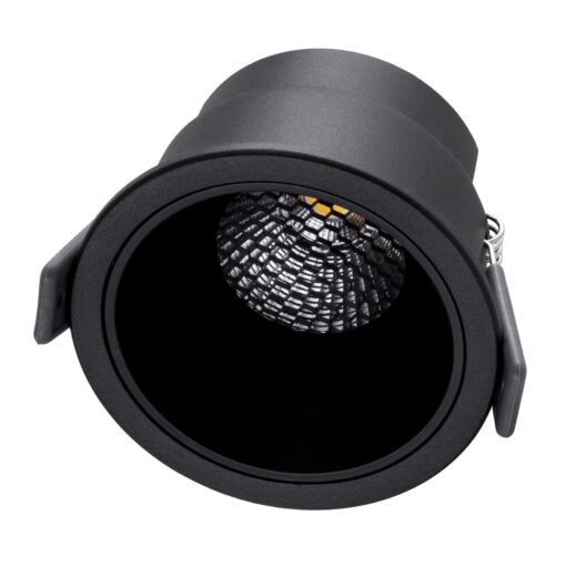 GloboStar® PLUTO-M 60256 Χωνευτό LED Spot Downlight TrimLess Φ8.4cm 10W 1300lm 38° AC 220-240V IP20 Φ8.4 x Υ5.9cm – Στρόγγυλο – Μαύρο & Anti-Glare HoneyComb – Φυσικό Λευκό 4500K – Bridgelux COB – 5 Years Warranty