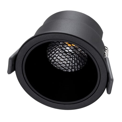 GloboStar® PLUTO-M 60257 Χωνευτό LED Spot Downlight TrimLess Φ8.4cm 10W 1250lm 38° AC 220-240V IP20 Φ8.4 x Υ5.9cm – Στρόγγυλο – Μαύρο & Anti-Glare HoneyComb – Θερμό Λευκό 2700K – Bridgelux COB – 5 Years Warranty