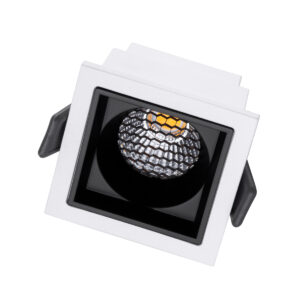 GloboStar® PLUTO-S 60264 Χωνευτό LED Spot Downlight TrimLess Μ6.4xΠ6.4cm 7W 910lm 38° AC 220-240V IP20 Μ6.4 x Π6.4 x Υ4.9cm – Τετράγωνο – Λευκό με Μαύρο Κάτοπτρο & Anti-Glare HoneyComb – Φυσικό Λευκό 4500K – Bridgelux COB – 5 Years Warranty