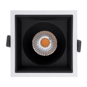 GloboStar® PLUTO-B 60277 Χωνευτό LED Spot Downlight TrimLess Μ10.4xΠ10.4cm 15W 1875lm 38° AC 220-240V IP20 Μ10.4 x Π10.4 x Υ6.5cm – Τετράγωνο – Λευκό με Μαύρο Κάτοπτρο & Anti-Glare HoneyComb – Θερμό Λευκό 2700K – Bridgelux COB – 5 Years Warranty