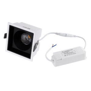 GloboStar® PLUTO-B 60277 Χωνευτό LED Spot Downlight TrimLess Μ10.4xΠ10.4cm 15W 1875lm 38° AC 220-240V IP20 Μ10.4 x Π10.4 x Υ6.5cm – Τετράγωνο – Λευκό με Μαύρο Κάτοπτρο & Anti-Glare HoneyComb – Θερμό Λευκό 2700K – Bridgelux COB – 5 Years Warranty