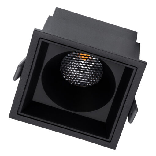 GloboStar® PLUTO-B 60281 Χωνευτό LED Spot Downlight TrimLess Μ10.4xΠ10.4cm 15W 1875lm 38° AC 220-240V IP20 Μ10.4 x Π10.4 x Υ6.5cm – Τετράγωνο – Μαύρο & Anti-Glare HoneyComb – Θερμό Λευκό 2700K – Bridgelux COB – 5 Years Warranty