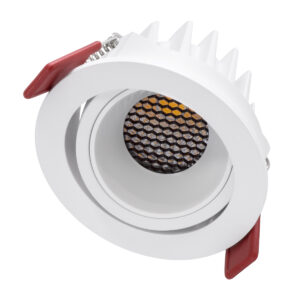 GloboStar® LEO-R 60284 Χωνευτό LED Spot Downlight TrimLess Φ8.5cm 10W 1300lm 38° AC 220-240V IP20 Φ8.5 x Υ6.6cm – Στρόγγυλο – Κινούμενο – Λευκό & Anti-Glare HoneyComb – Φυσικό Λευκό 4500K – Bridgelux COB – 5 Years Warranty