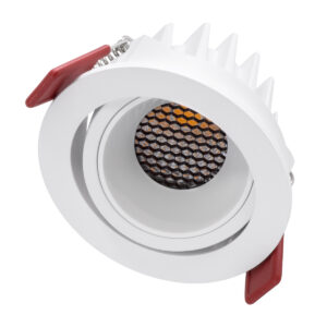 GloboStar® LEO-R 60285 Χωνευτό LED Spot Downlight TrimLess Φ8.5cm 10W 1250lm 38° AC 220-240V IP20 Φ8.5 x Υ6.6cm – Στρόγγυλο – Κινούμενο – Λευκό & Anti-Glare HoneyComb – Θερμό Λευκό 2700K – Bridgelux COB – 5 Years Warranty