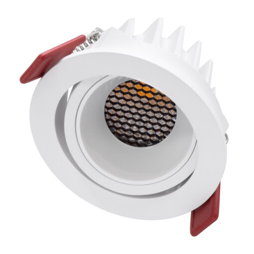 GloboStar® LEO-R 60285 Χωνευτό LED Spot Downlight TrimLess Φ8.5cm 10W 1250lm 38° AC 220-240V IP20 Φ8.5 x Υ6.6cm – Στρόγγυλο – Κινούμενο – Λευκό & Anti-Glare HoneyComb – Θερμό Λευκό 2700K – Bridgelux COB – 5 Years Warranty