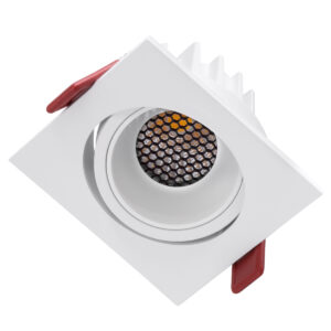 GloboStar® LEO-SQ 60290 Χωνευτό LED Spot Downlight TrimLess Μ8.5xΠ8.5cm 10W 1300lm 38° AC 220-240V IP20 Μ8.5 x Π8.5 x Υ6.6cm – Τετράγωνο – Κινούμενο – Λευκό & Anti-Glare HoneyComb – Φυσικό Λευκό 4500K – Bridgelux COB – 5 Years Warranty