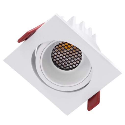 GloboStar® LEO-SQ 60290 Χωνευτό LED Spot Downlight TrimLess Μ8.5xΠ8.5cm 10W 1300lm 38° AC 220-240V IP20 Μ8.5 x Π8.5 x Υ6.6cm – Τετράγωνο – Κινούμενο – Λευκό & Anti-Glare HoneyComb – Φυσικό Λευκό 4500K – Bridgelux COB – 5 Years Warranty