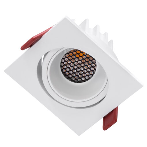 GloboStar® LEO-SQ 60291 Χωνευτό LED Spot Downlight TrimLess Μ8.5xΠ8.5cm 10W 1250lm 38° AC 220-240V IP20 Μ8.5 x Π8.5 x Υ6.6cm – Τετράγωνο – Κινούμενο – Λευκό & Anti-Glare HoneyComb – Θερμό Λευκό 2700K – Bridgelux COB – 5 Years Warranty