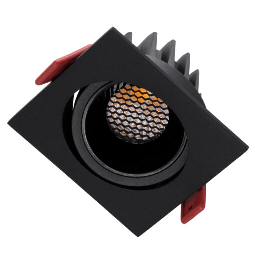 GloboStar® LEO-SQ 60292 Χωνευτό LED Spot Downlight TrimLess Μ8.5xΠ8.5cm 10W 1300lm 38° AC 220-240V IP20 Μ8.5 x Π8.5 x Υ6.6cm – Τετράγωνο – Κινούμενο – Μαύρο & Anti-Glare HoneyComb – Φυσικό Λευκό 4500K – Bridgelux COB – 5 Years Warranty