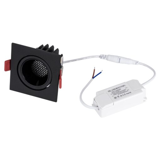 GloboStar® LEO-SQ 60293 Χωνευτό LED Spot Downlight TrimLess Μ8.5xΠ8.5cm 10W 1250lm 38° AC 220-240V IP20 Μ8.5 x Π8.5 x Υ6.6cm – Τετράγωνο – Κινούμενο – Μαύρο & Anti-Glare HoneyComb – Θερμό Λευκό 2700K – Bridgelux COB – 5 Years Warranty