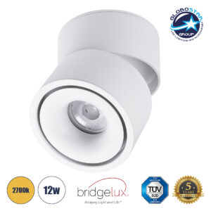 GloboStar® OMEGA-S 60299 Επιφανειακό LED Spot Downlight Φ10cm 12W 1500lm 36° AC 220-240V IP20 Φ10 x Υ10.5cm – Στρόγγυλο – Λευκό – Θερμό Λευκό 2700K – Bridgelux COB – 5 Years Warranty