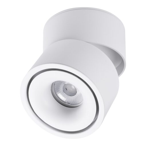 GloboStar® OMEGA-S 60299 Επιφανειακό LED Spot Downlight Φ10cm 12W 1500lm 36° AC 220-240V IP20 Φ10 x Υ10.5cm – Στρόγγυλο – Λευκό – Θερμό Λευκό 2700K – Bridgelux COB – 5 Years Warranty