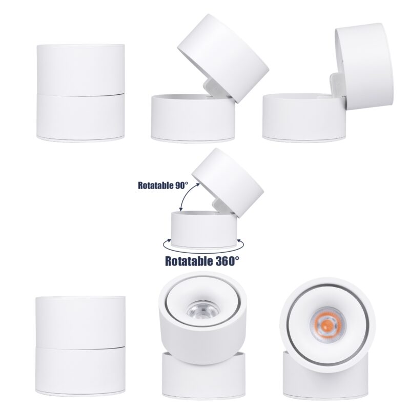 GloboStar® OMEGA-S 60299 Επιφανειακό LED Spot Downlight Φ10cm 12W 1500lm 36° AC 220-240V IP20 Φ10 x Υ10.5cm – Στρόγγυλο – Λευκό – Θερμό Λευκό 2700K – Bridgelux COB – 5 Years Warranty