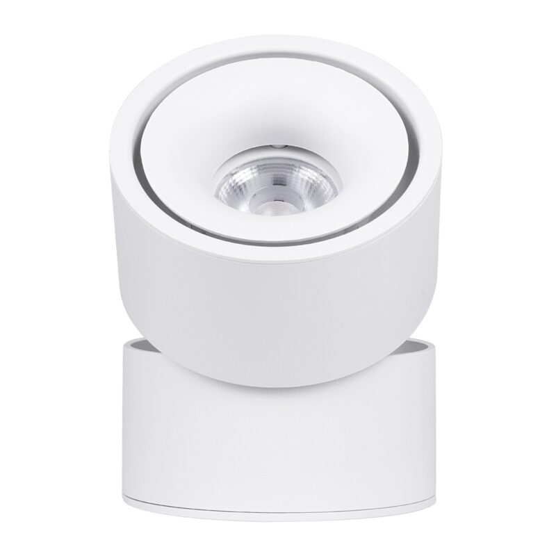 GloboStar® OMEGA-S 60299 Επιφανειακό LED Spot Downlight Φ10cm 12W 1500lm 36° AC 220-240V IP20 Φ10 x Υ10.5cm – Στρόγγυλο – Λευκό – Θερμό Λευκό 2700K – Bridgelux COB – 5 Years Warranty