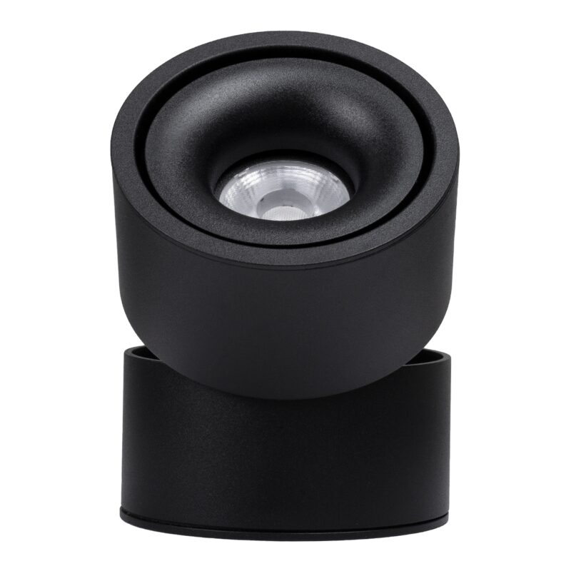 GloboStar® OMEGA-S 60300 Επιφανειακό LED Spot Downlight Φ10cm 12W 1560lm 36° AC 220-240V IP20 Φ10 x Υ10.5cm – Στρόγγυλο – Μαύρο – Φυσικό Λευκό 4500K – Bridgelux COB – 5 Years Warranty