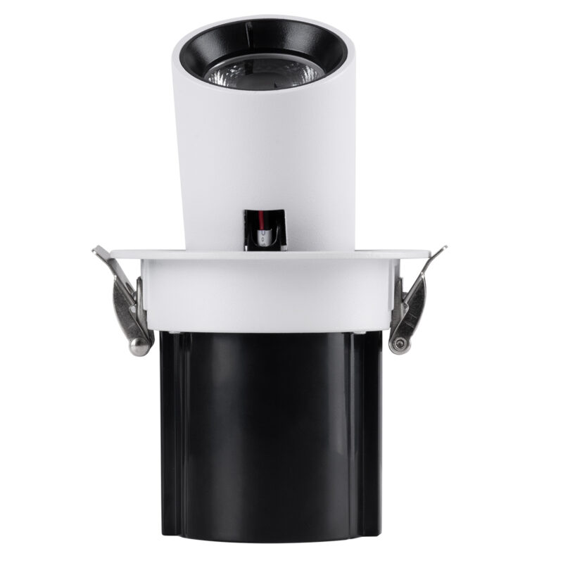 GloboStar® VIRGO-S 60302 Χωνευτό LED Spot Downlight TrimLess Φ9cm 7W 910lm 36° AC 220-240V IP20 Φ9cm x Υ9cm – Στρόγγυλο – Λευκό με Μαύρο Κάτοπτρο – Φυσικό Λευκό 4500K – Bridgelux COB – 5 Years Warranty
