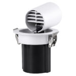 GloboStar® VIRGO-S 60302 Χωνευτό LED Spot Downlight TrimLess Φ9cm 7W 910lm 36° AC 220-240V IP20 Φ9cm x Υ9cm – Στρόγγυλο – Λευκό με Μαύρο Κάτοπτρο – Φυσικό Λευκό 4500K – Bridgelux COB – 5 Years Warranty